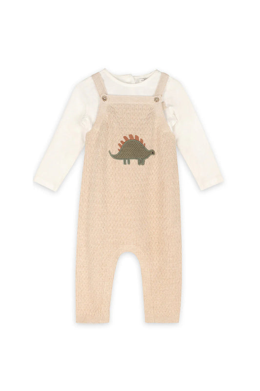 Dino Embroidered Baby Knit Overall Set