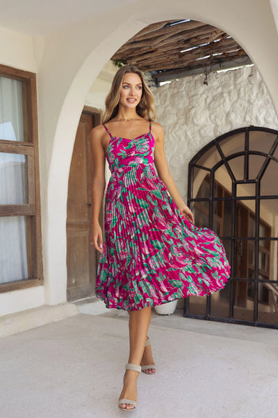 Donna Raspberry Floral Dress