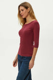 Dot 3/4 Sleeve Tee Garnet