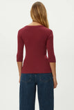 Dot 3/4 Sleeve Tee Garnet