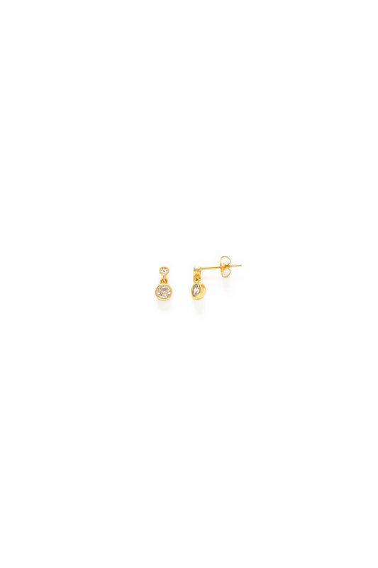 Double CZ Drop Stud Earrings
