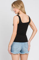 Double Layer Square Neck Tank Black