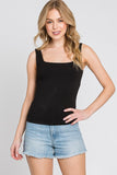 Double Layer Square Neck Tank Black