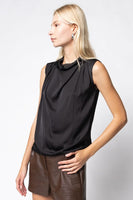 Draped Sleeveless Top Black