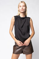 Draped Sleeveless Top Black