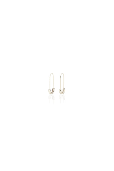 Silver Safety Pin Hoop Earrings