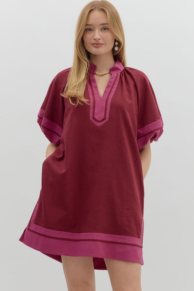 Contrast Color Border Dress
