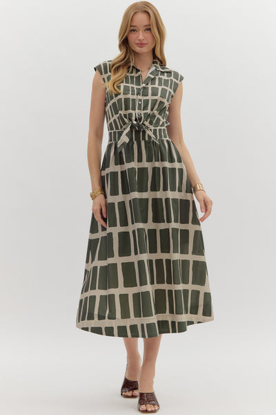Sleeveless Button Down Midi Dress