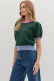 Crew Neck Color Block Sweater