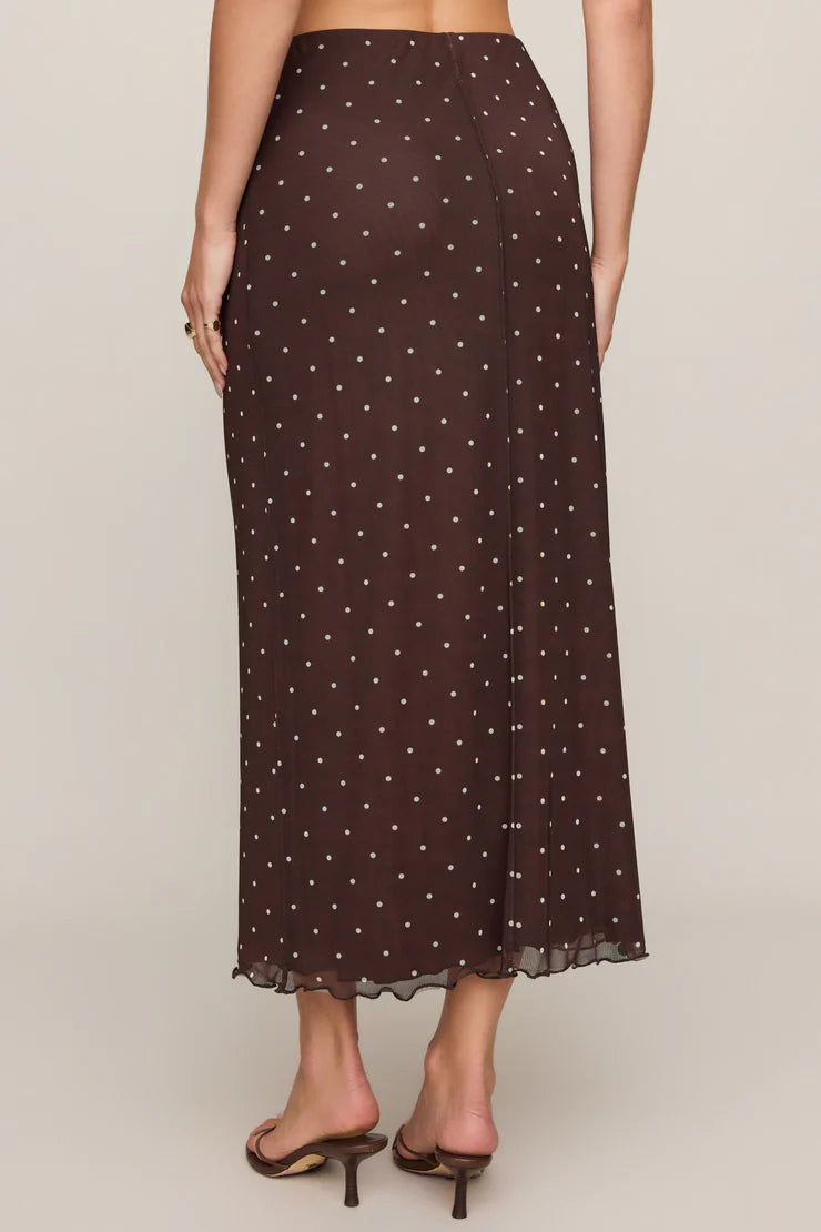 Eda Polka Dot Mesh Midi Skirt