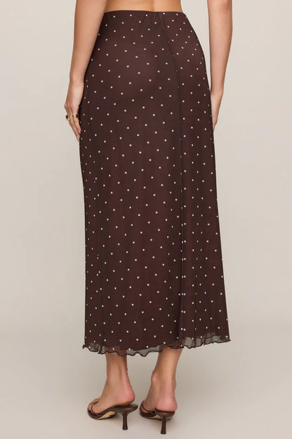 Eda Polka Dot Mesh Midi Skirt