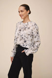 Elastic Shirred Blouse Frozen Wisteria
