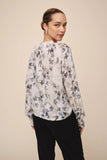 Elastic Shirred Blouse Frozen Wisteria