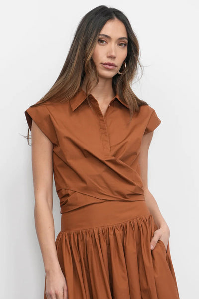 Eloise Wrap Front Poplin Top