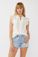 Embroidered Lace Ruffle Sleeve Top