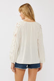 Embroidered Lace Trim Blouse