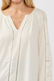 Embroidered Lace Trim Blouse