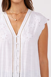 Embroidered Lattice Trim Top