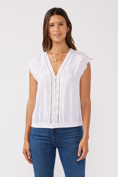 Embroidered Lattice Trim Top