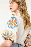 Embroidered Puff Sleeve Top