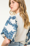 Embroidered Linen Mix Blouse