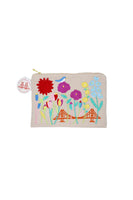 Embroidered San Francisco Flowers Pouch