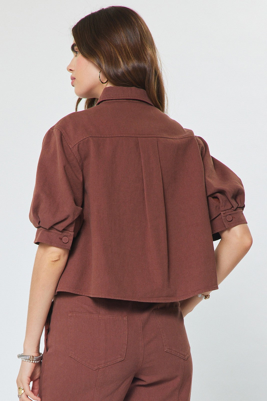 Embroidered Short Sleeve Cropped Jacket