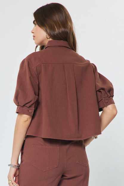 Embroidered Short Sleeve Cropped Jacket