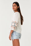 Embroidered Tie Front Blouse