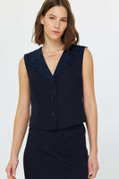 Embroidered Trim Button Front Vest