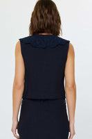 Embroidered Trim Button Front Vest