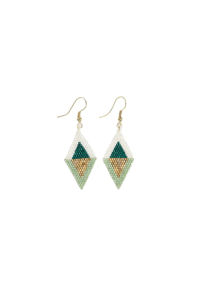 Emerald Flipped Triangle Diamond Earrings