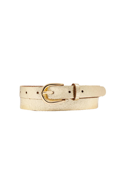 Eva Metallic Leather Belt Gold