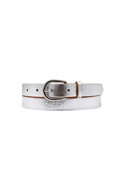 Eva Metallic Leather Belt Silver
