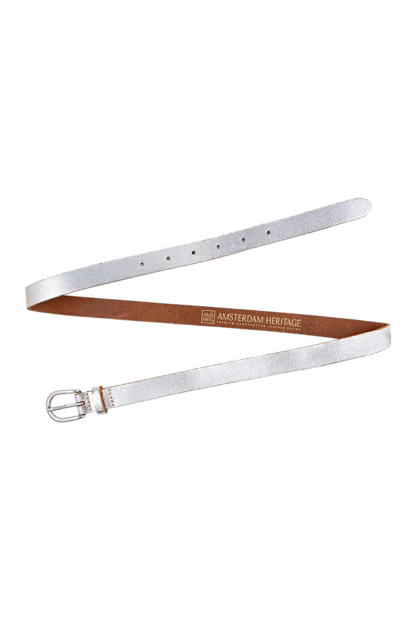 Eva Metallic Leather Belt Silver