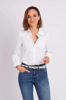 Eva Metallic Leather Belt Silver