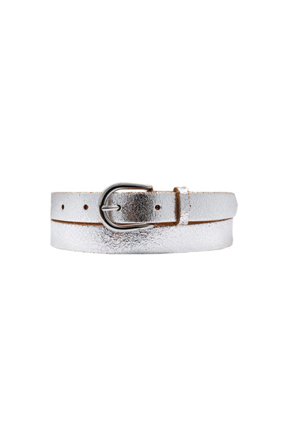 Eva Metallic Leather Belt Silver