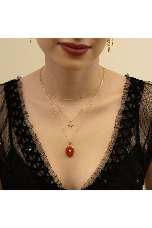 Evening Star Locket Necklace Canyon Red