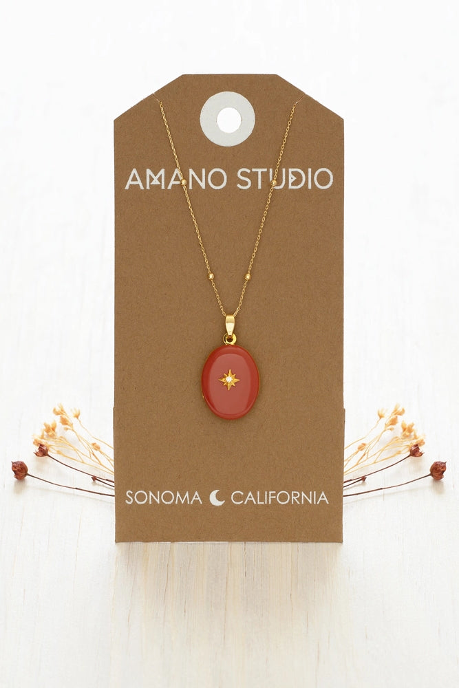 Evening Star Locket Necklace Canyon Red