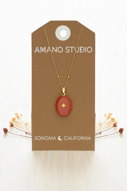 Evening Star Locket Necklace Canyon Red