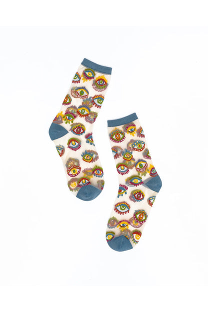Evil Eye Sheer Crew Sock