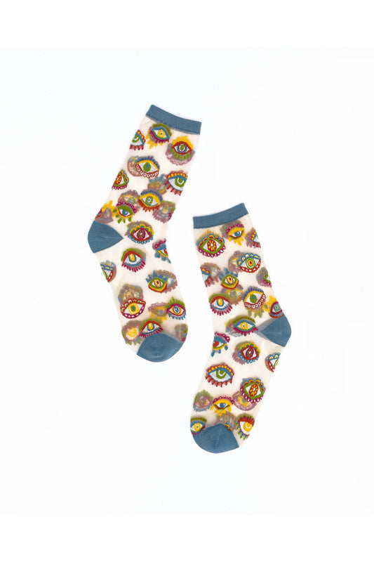 Evil Eye Sheer Crew Sock
