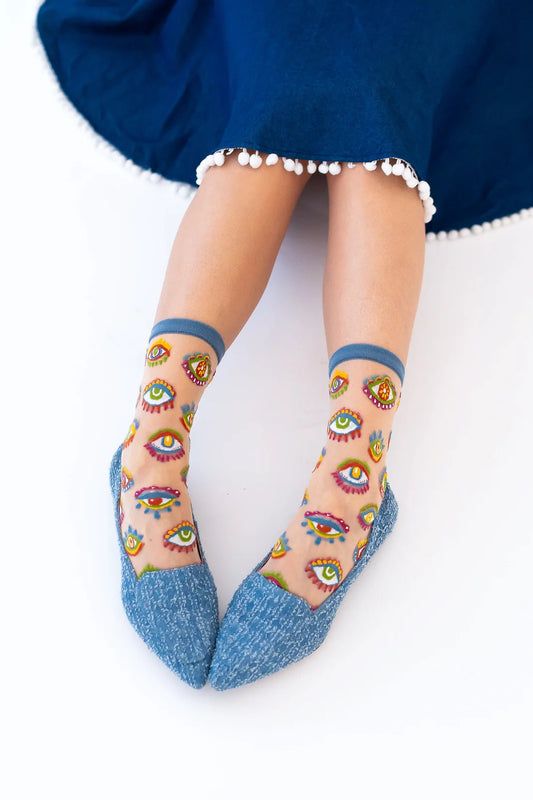 Evil Eye Sheer Crew Sock