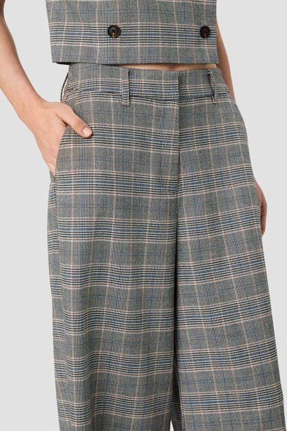 Matteo Plaid Wide Leg Trousers