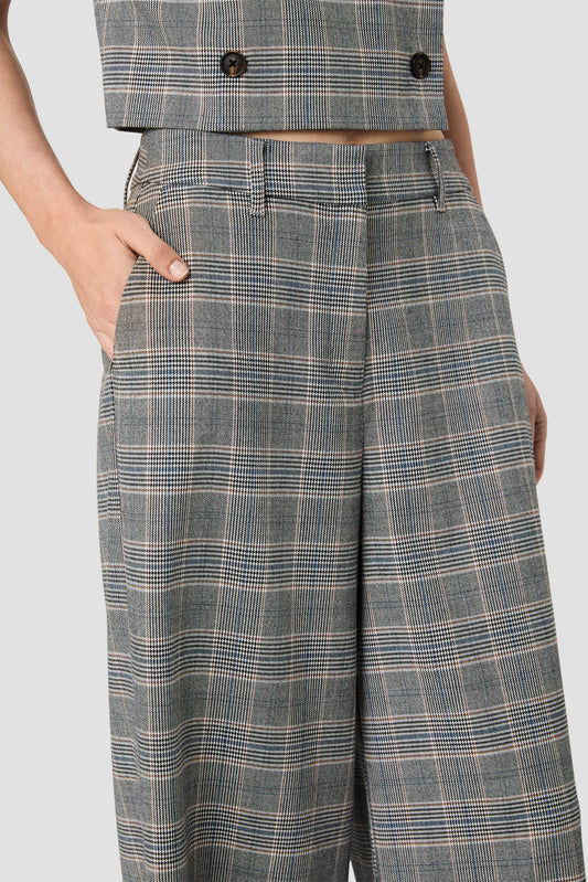 Matteo Plaid Wide Leg Trousers