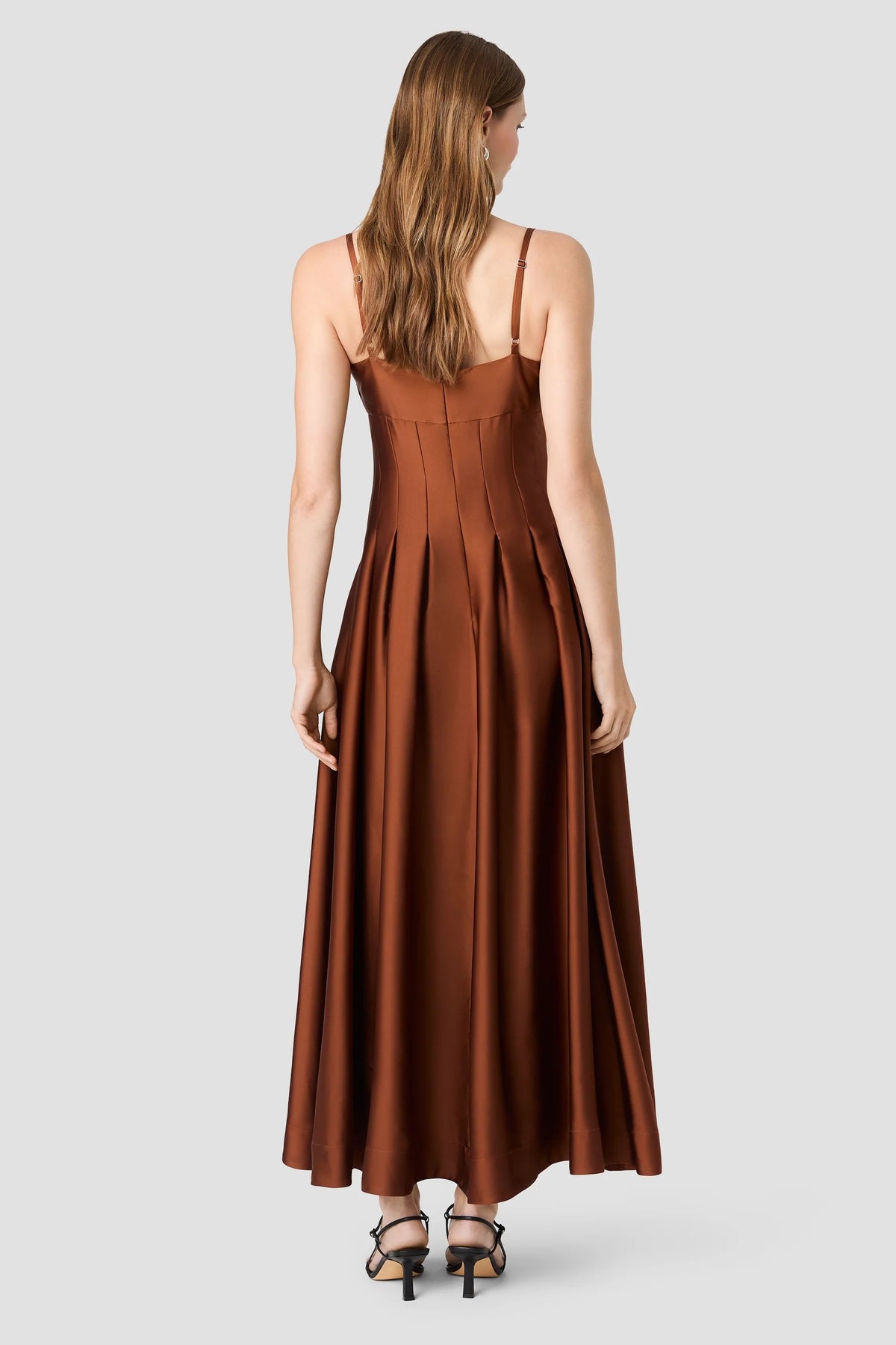 Slinky Satin Pleated Maxi Dress