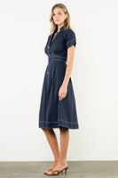 Denim Button Down Flare Dress