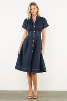 Denim Button Down Flare Dress