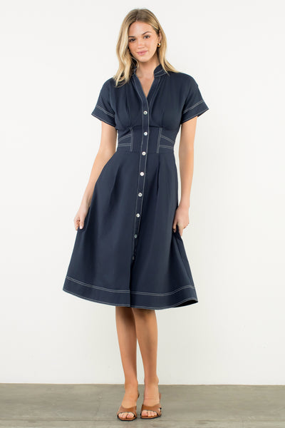 Denim Button Down Flare Dress