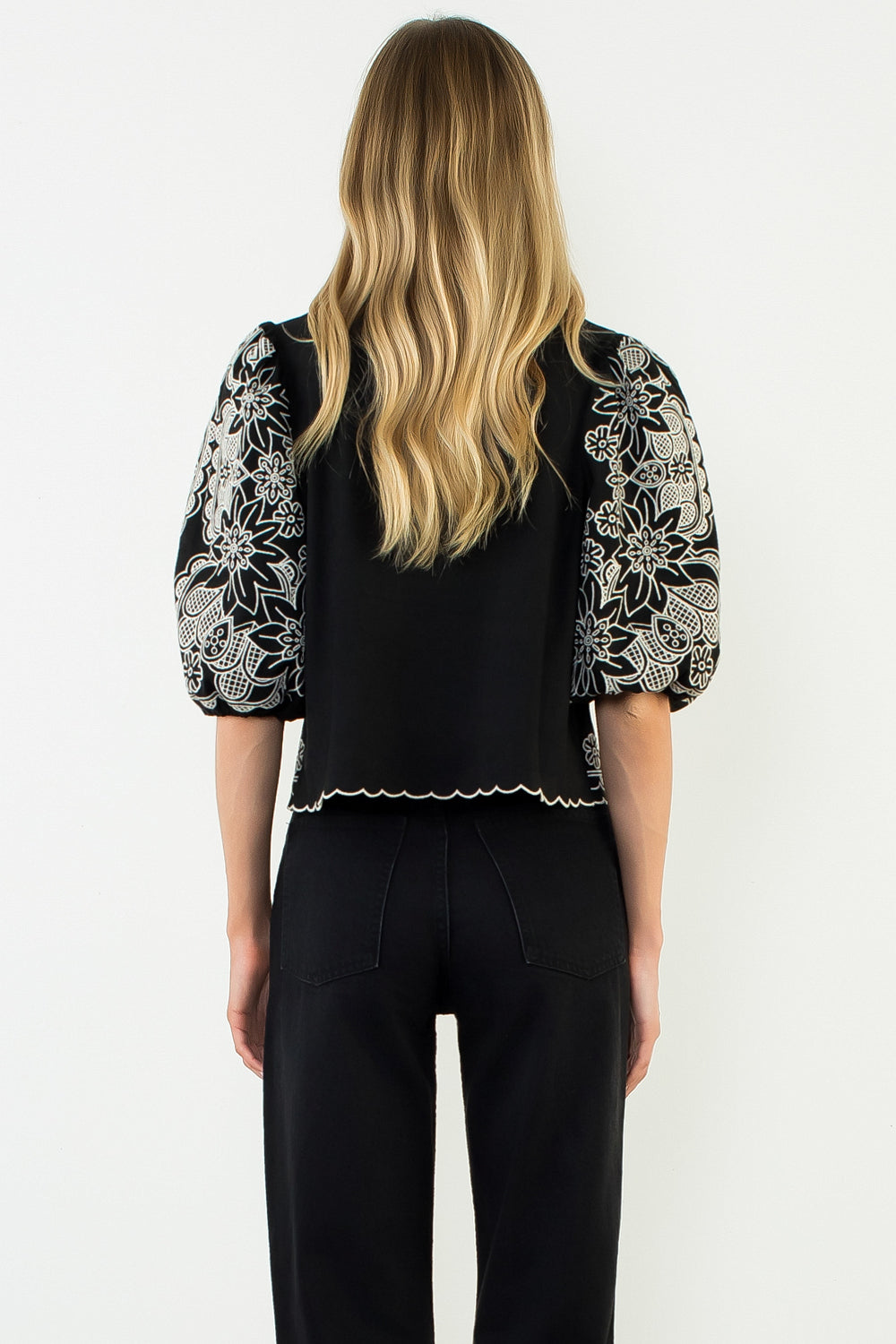 Floral Embroidered Suede Top